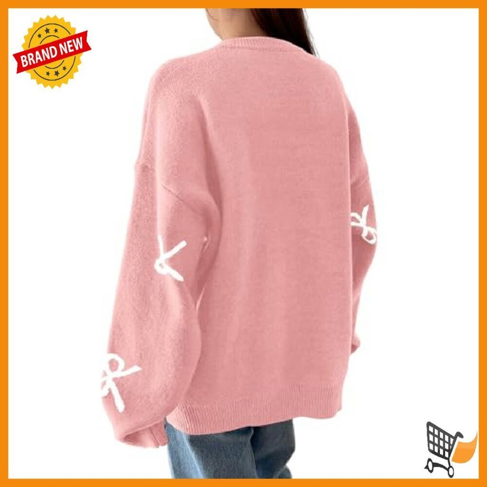 Chunky Knit Oversized Sweater Long Sleeve Crewneck Pullover Women's - Picture 5 of 7